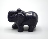 Goldstone Elephant Carving Purple Blue Sparkly Miniature Trunk Up Figurine - $19.24