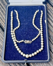 Antique Mikimoto Graduating Cultured Pearl Necklace Sterling Clasp in Box - £1,024.81 GBP