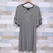 Karen Kane Striped Flutter Sleeve T Shirt Dress Black White Casual Women... - £31.18 GBP