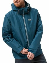 Jack Wolfskin Men&#39;s North Fjord Waterproof Insulated 3-in-1 Jacket, L, Blue - £93.83 GBP