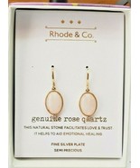 Kohl&#39;s Rhode &amp; Co. Women&#39;s Silver Plate Genuine Rose Quartz Earrings Fre... - $35.71 CAD