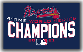 Atlanta Braves 4 Time World Series Champions 2021 Flag 90x150cm3x5ft Best Banner - £10.97 GBP