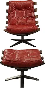 Top Grain Leather Chair And Ottoman, Antique Red/Black - $2,730.99