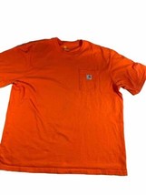 Carhartt Shirt Adult 2XL XXL Original Fit Orange Workwear Logo Pocket Crew Neck - £8.69 GBP