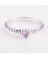 Genuine silver 925 ring delicate pink heart one love ring stacking  in a... - £12.57 GBP