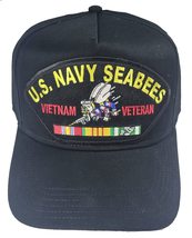 Navy Seabee Vietnam Veteran with BEE and Service Ribbons HAT - Black - Veteran O - £13.66 GBP