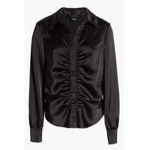 Sanctuary &quot;Time to Shine&quot; Ruched Satin Button-Up Shirt Blouse | Sz L, Bl... - £25.25 GBP