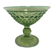 Vtg Fenton Opalescent Glass Green Hobnail Sherbet Cocktail Martini - £19.69 GBP