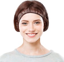 100 pcs Brown Nylon Disposable Hair Nets 21&quot; /w Elastic Edge Mesh - £23.00 GBP