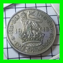 1948 Great Britain 1 Shilling English Crest Vintage World Coin - $14.84
