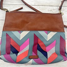 FOSSIL Fiona Multicolor Geometric Chevron Crossbody Convertible Bag Purse - £36.99 GBP