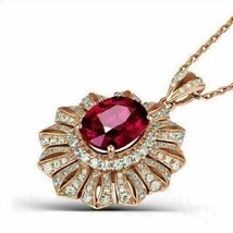 14k White Gold Over 2.20Ct Oval Cut Simulated Ruby Floral Pendant - £59.95 GBP
