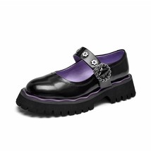 BeauToday Chunky Shoes ita Women Cow Leather  Eyelets Circle Buckle Strap Female - £188.26 GBP