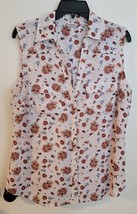 Womens XL Soho Jeans White Multicolor Floral Print Button Down Tank Top Shirt - £15.08 GBP