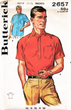 Men's SPORT SHIRT Vintage 1960s Butterick Pattern 2657 Size 15½  Neck UNCUT - $12.00