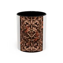 Ornate Heart Filigree Accent Coffee Mug Vintage Baroque Steampunk Gothic - $18.79+