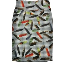 LuLaRoe Cassie Skirt Womens S Gray with Multicolor Feathers Print NWT - £11.76 GBP