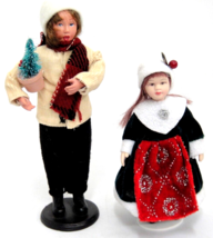 Christmas Doll Lot of 2 Belinda Agnes Porcelain 6.5&quot; and 9&quot; Woman Caroler - £11.39 GBP