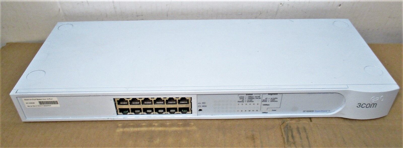3COM 3C16592B SuperStack 3 Baseline Dual Speed Hub 12 Port - $24.44