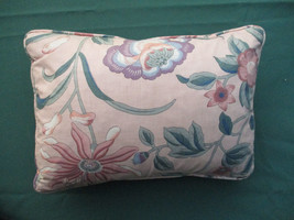 Cotton Chintz Accent Pillow Goose Feather Down Fill Williamsburg Floral 13 x 9.5 - £14.95 GBP