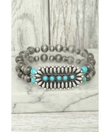 New Western Concho Turquoise Bead Bracelet - $15.25