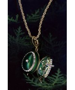 Religieux Oeuf Pendentif W/Transparent Croix Cristal, Vert Main Avec Déc... - $66.49 CAD