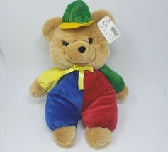 15&quot; VINTAGE CHOSUN BROWN TEDDY BEAR RED BLUE RATTLE STUFFED ANIMAL PLUSH... - $122.55