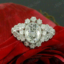 2Ct Oval Cut VVS1 Diamond Art Deco Engagement Wedding Ring 14K White Gold Finish - £76.79 GBP