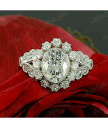2Ct Oval Cut VVS1 Diamond Art Deco Engagement Wedding Ring 14K White Gol... - £77.22 GBP