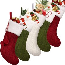 Knit Christmas Stockings Decor: 17&quot; Unique Knit Country 5 Pack - £11.59 GBP