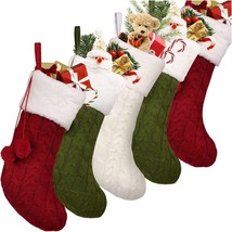 Knit Christmas Stockings Decor: 17&quot; Unique Knit Country 5 Pack - £10.84 GBP