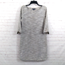 Max Edition Dress Womens Medium Beige Striped 3/4 Sleeve Boatneck Tweed Classic - £19.05 GBP