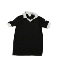 NOS Vintage 70s Boys Large Blank Collared Short Sleeve Soccer Jersey Bla... - $29.65