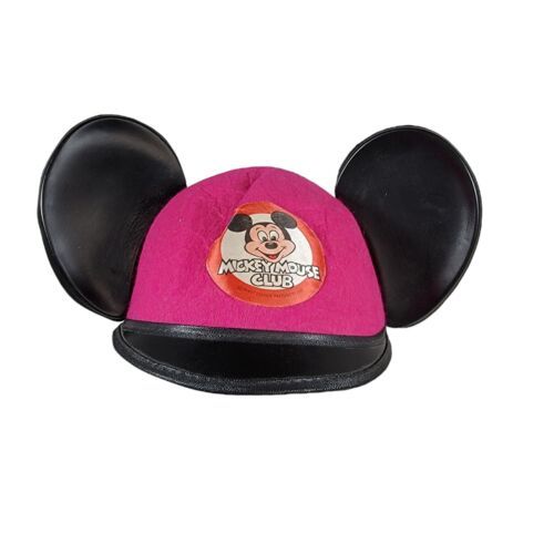 Vintage 1980s Mickey Mouse Ears Hat Walt Disney Club Pink Mouseketeers Rhonda - $46.72