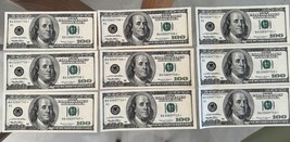 9 X $100 dollar bill STAR BANKNOTE SEQUENTIAL CONSECUTIVE SERIES 1999 02... - £1,106.21 GBP