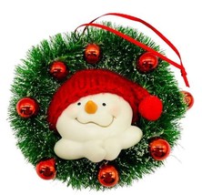 Department 56 Snowman Christmas Wreath Red Hat Hanging Ornament 3.5 inch - £14.93 GBP