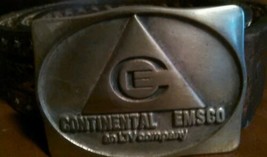 Vintage Continental Emsco Brass Buckle by Anacotres Tooled Leather Belt Bin M - £15.18 GBP