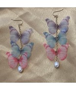 Butterfly Charm Drop Earrings, Delicate Butterfly Earrings, Birthday gif... - $13.99