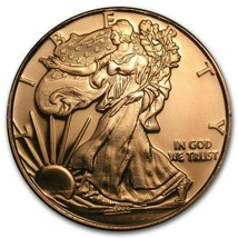 1 oz Copper Round - Walking Liberty SilverTowne Brilliant Uncirculated Premium ! - £7.38 GBP