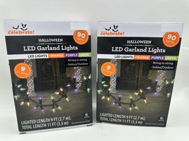 2 Boxes: Halloween Garland LED Mini Lights 9ft 90 Each Box, Orange Purpl... - $27.87 CAD
