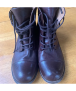 Creator Ankle Leather Booties Boho Chic Brown Lace Up Boots Shoes, Size 38 - $792.80 MXN