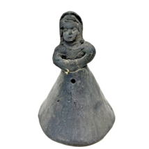 Rare Vintage Mexican Folk Art Oaxaca Barro Black Pottery Bell Woman No Dinger - £13.11 GBP