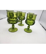 Rare Set Of 6 Indiana Olive Thumbprint Goblets - $66.90 CAD