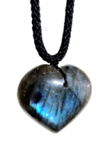 Labradorite Heart Pendant Necklace Premium Quality Gemstone Crystal Jewellery - £8.24 GBP