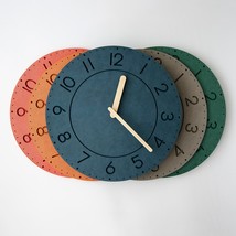 Morandi color wall Clock Wood, Modern round wooden silent clock, Minimalist  - £79.91 GBP