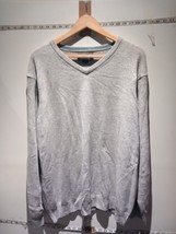 Mens Lambs Wool Light Grey V Neck Long Sleeve Jumper Size 2XL By F&amp;F Exp... - £26.19 GBP