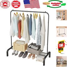 Space-Saving Black Clothing Rack with Non-Slip Finish &amp; Bottom Shelf - 4... - $849.12 MXN