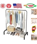 Space-Saving Black Clothing Rack with Non-Slip Finish &amp; Bottom Shelf - 4... - $849.12 MXN