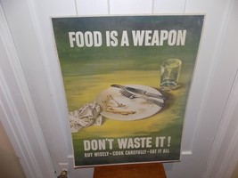Vintage 1943 Food Is A Weapon Don’t Waste It! Cardboard Poster - $2,287.47 MXN