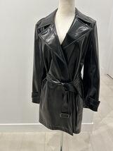 NEW Women’s Theory Black  Faux Vinyl Trench Large $695 - $346.50